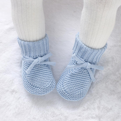 Hadetoto Baby Booties Newborn First Walkers Cozy Shoes Warm Knit Soft Booties for Toddler Infant Boy Girl