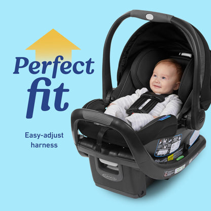 Graco SnugRide SnugFit Infant Car Seat with Simply Safe Adjust Harness System, Baby Car Seat with Anti Rebound Bar, Gotham