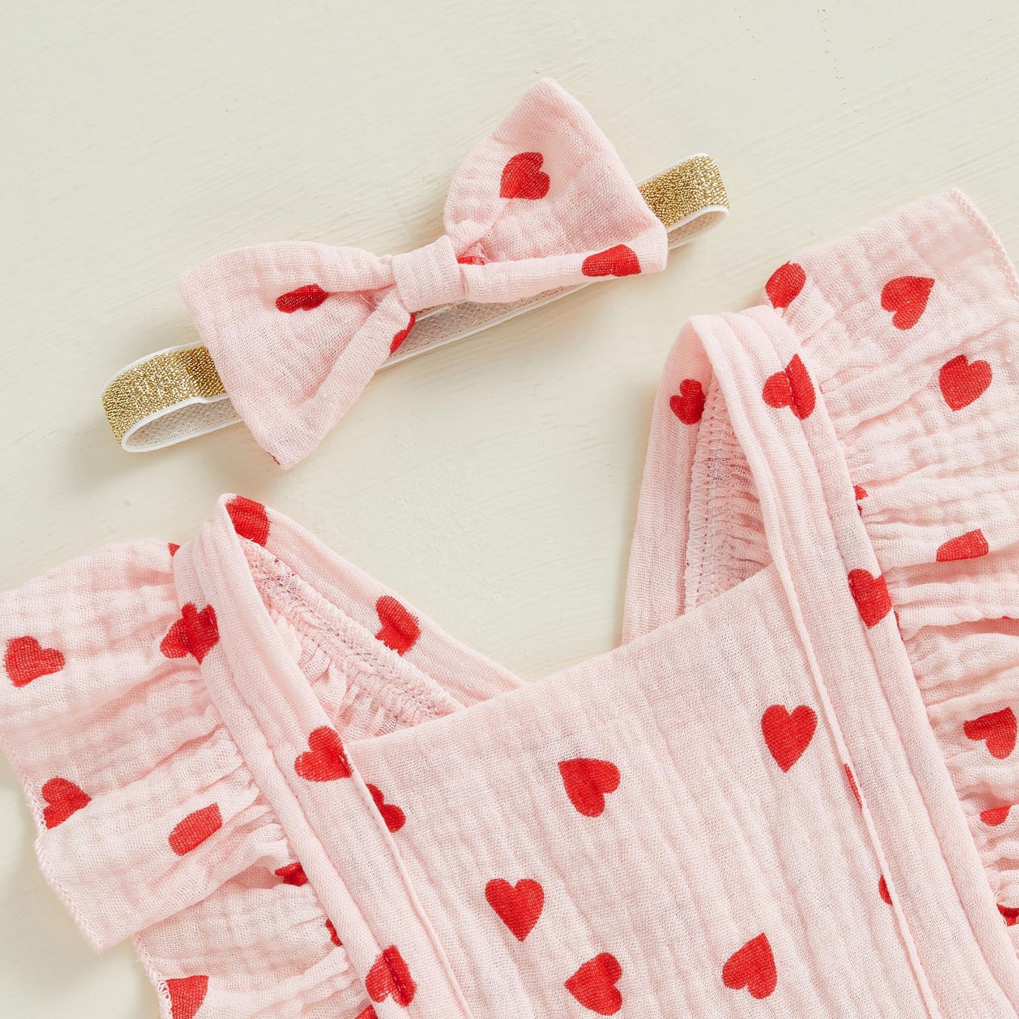 Baby Girls Flutter Sleeve Ruffles Layered Romper Dress Cute Patterns Printed Holiday Outfit with Headband