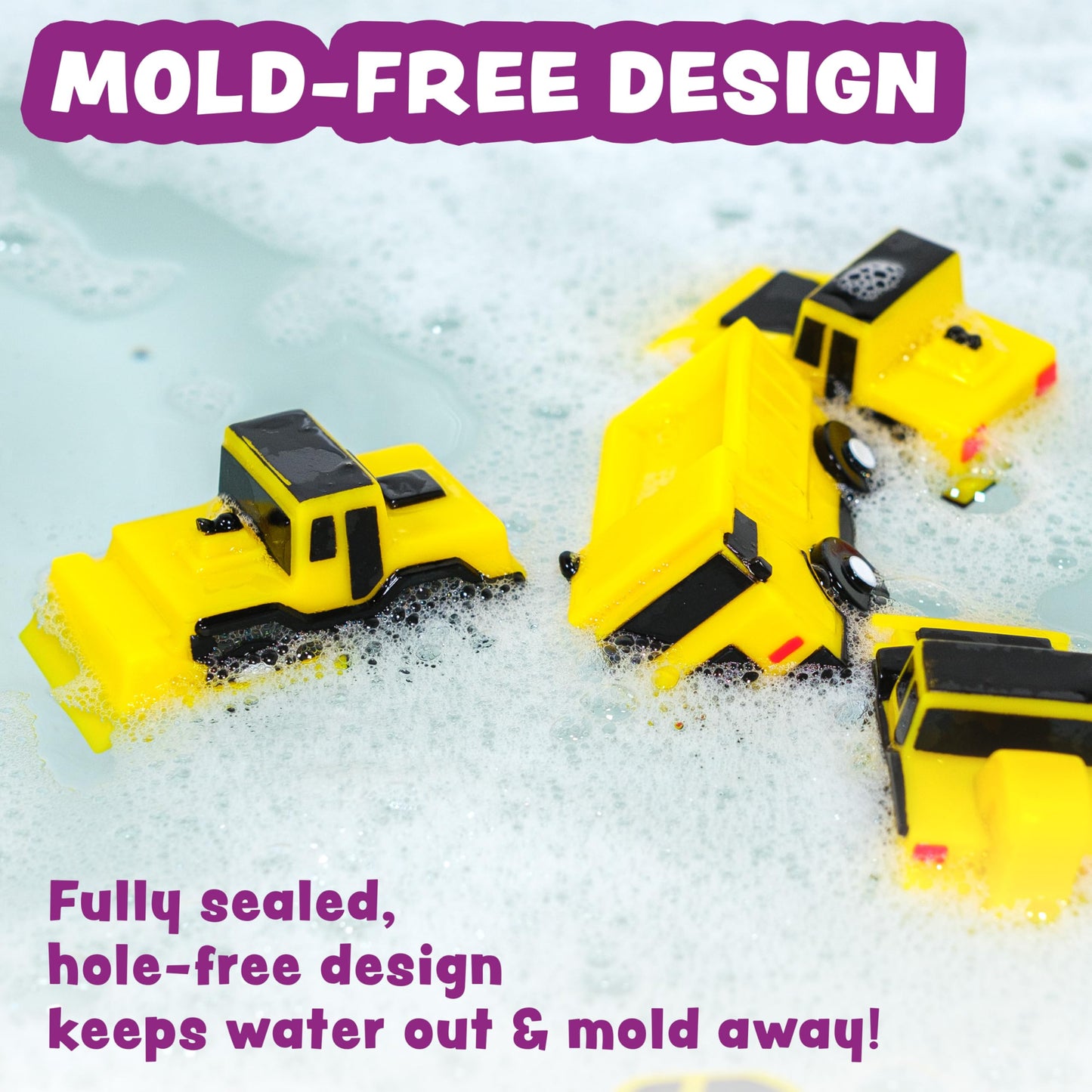 Tub Works® Tools™ Mold Free Bath Toys, 6 Pack | Sealed, No Hole Bath Toys Design Keeps Moisture Out | Soft, Squeezable & Float on Water | Easy-Grip Baby & Toddler Bathtub Toys | Great for Baby Pools