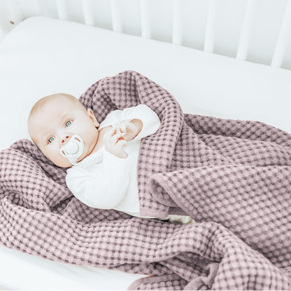Konssy Waffle Baby Blanket - Soft & Cozy Nursery Swaddle Blanket, Lightweight Toddler Throw for Boys & Girls, Ideal for Wrapping (Oat)