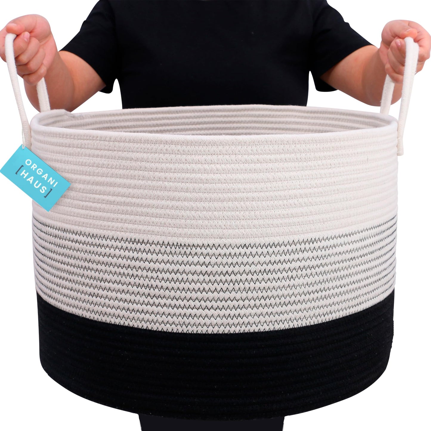 OrganiHaus Large Blanket Basket for Living Room 20x13, Rainbow Rope Basket for Classroom Organization, Toy Storage Basket, Woven Kids Laundry Basket, Baby Toy Box, Cute Storage Basket, Nursery Hamper