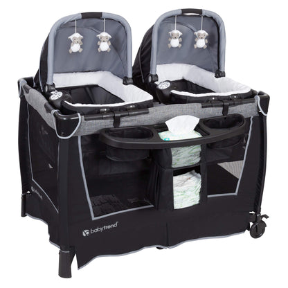 Baby Trend Lil’ Snooze™ Deluxe III Nursery Center® Playard for Twins, Cozy Grey