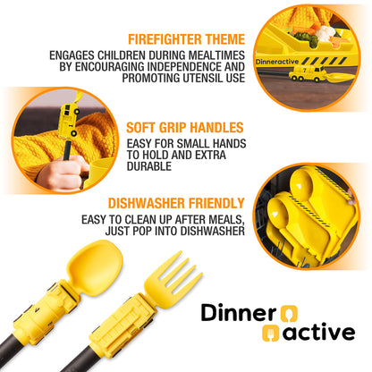 Dinneractive Utensil Set for Kids – Red Race Car Themed Fork and Spoon for Toddlers and Young Children – 2-Piece Set