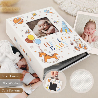 Lanpn Baby Photo Album 4x6 300 Pockets, Linen Newborn Bebe Ultrasound Photo Album with Memo Writing Area, Cover Photo Book, Picture Album for kids, Baby Girl Boy Memory Book Keepsake Colorful