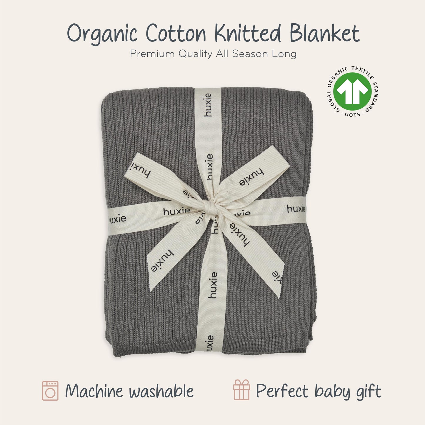 Knitted Organic Cotton Baby Blanket- Swaddle Blanket, 30" x 40" Soft Receiving Blanket for Newborn (Mochachino)