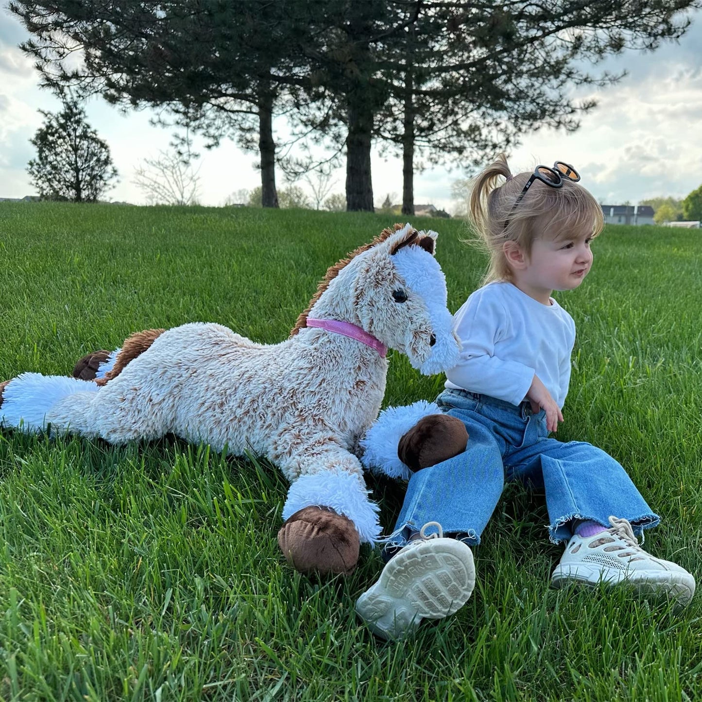 Tezituor 47 Inch Giant Horse Stuffed Animal, 4ft Realistic Chocolate Stuffed Horse Plush Toy, Hugging Soft Horse Pony Plush Pillow for Boys Girls,