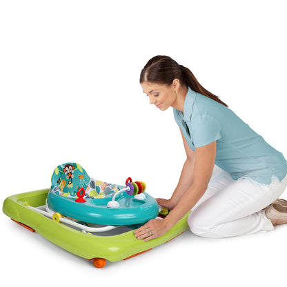 Bright Starts JuneBerry Walk-A-Bout Baby Walker and Entertainer, Removeable Floor Toy, with Easy Fold Frame for Storage, Ages 6 Months +
