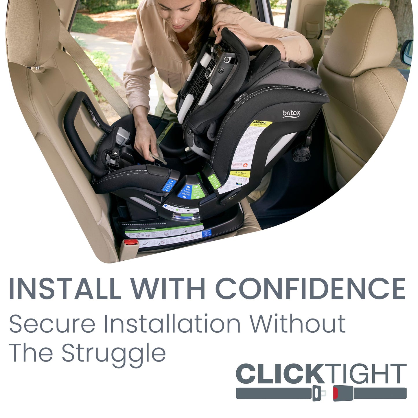 Britax Poplar S Convertible Car Seat, 2-in-1 Car Seat with Slim 17-Inch Design, ClickTight Technology, Arctic Onyx