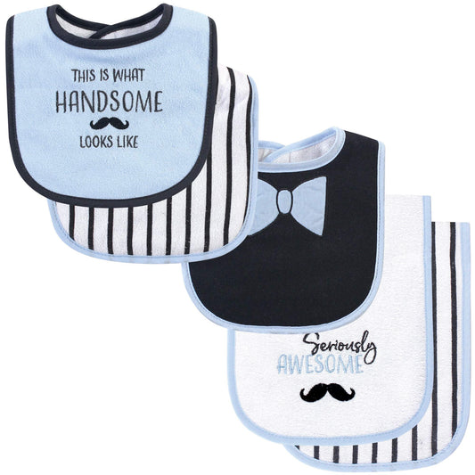 Hudson Baby Unisex Baby Cotton Terry Bib and Burp Cloth Set, Dinner Date, One Size