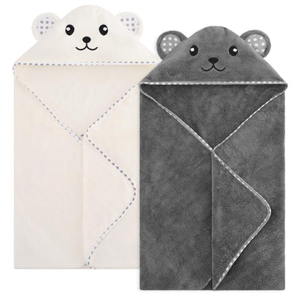 Baby Hooded Towel, 2 Pack Cotton Baby Towel Set, 31 X 31 Inch Super Soft Baby Bath Towel for Infants, Toddlers and Newborn (Panda)