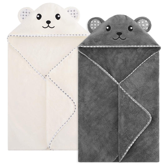Baby Hooded Towel, 2 Pack Cotton Baby Towel Set, 31 X 31 Inch Super Soft Baby Bath Towel for Infants, Toddlers and Newborn (Panda)
