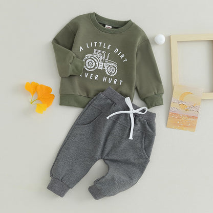MA&BABY Toddler Boys Clothes Dinosaur Print 6 12 18 24 Months 3T 4T Outfits Long Sleeve Pullover Jogger Pant 2PC Sets