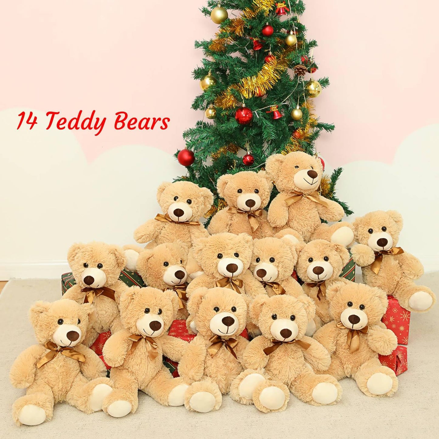 MorisMos 6Pcs Teddy Bears Bulk Baby Shower, 14inch Cute Teddy Bear Stuffed Animals Plush, Small Stuffed Bears on Centerpiece Baby Shower, White