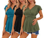 Ekouaer Maternity Shirts 3 Packs Flying Short Sleeve Nursing Tops Pregnancy Clothes