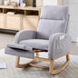 NIOIIKIT Modern Nursery Rocking Chair, Teddy Upholstered Rocking Chair with Footrest, Comfortable Glider Rocker with Side Pocket for Living Room, Bedroom, Nursing Room (Beige)