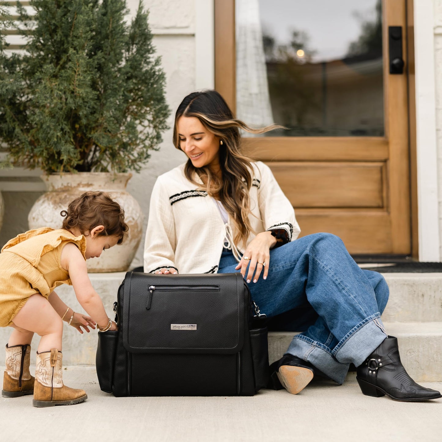 Petunia Pickle Bottom Boxy Backpack Deluxe, Diaper Bag for Parents, Stylish Baby Bag, Spacious Backpack, On-The-Go Moms, Toffee Rose