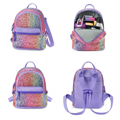 mibasies Mini Backpack for Girls Kids Rainbow Purse Dance Bag for Girls Gifts age 2 3 4 5 6 7 8 yrs