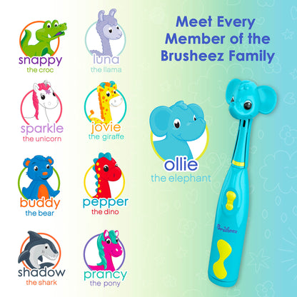 Brusheez Kids’ Electric Toothbrush Set - Safe & Effective for Ages 3+ - Parent Tested & Approved with Gentle Bristles, 2 Brush Heads, Rinse Cup, 2-Minute Timer, & Storage Base (Sparkle The Unicorn)