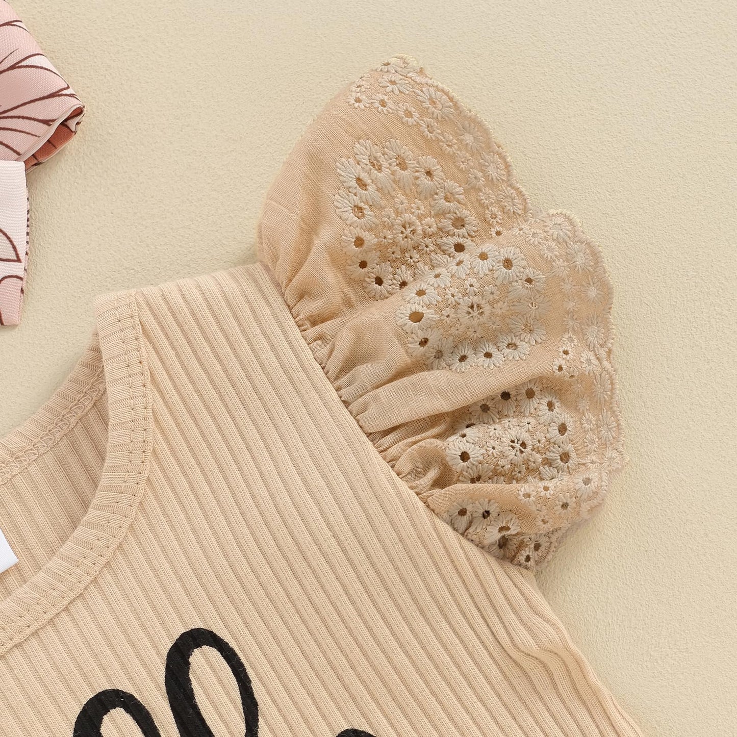 Hello World Newborn Outfit Baby Girl Going Home Outfit Ruffle Ribbed Romper Top Floral Pants Set Cute Summer Clothes
