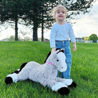 Tezituor Giant Stuffed Animal, 4ft Large Brown Pony Plush Toy, 47 inch Horse Plush Pillow Gift for Boys Girls