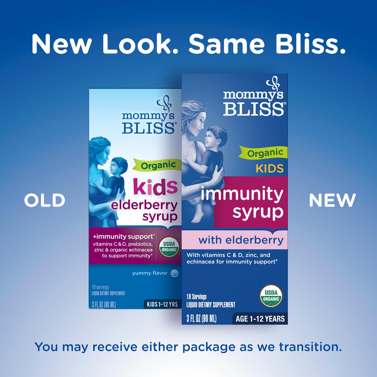 Mommy's Bliss Organic Elderberry Syrup & Immunity Boost With Vitamins, Prebiotics & Echinacea for Kids & Adults 1 yr+, 3 Fl Oz