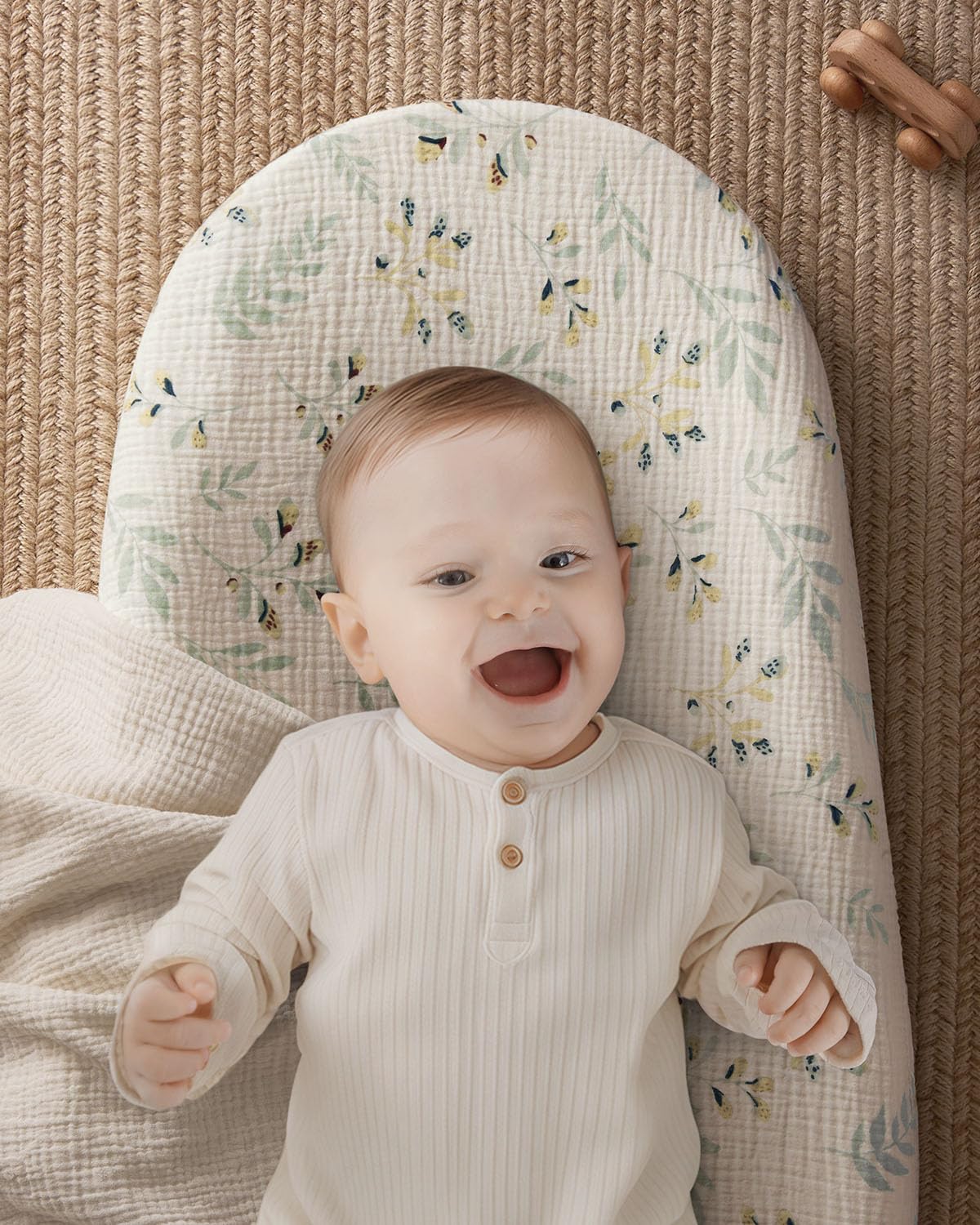 Blissful Diary Muslin Baby Changing Pad with Waterproof Lining Foam, Diaper Changing Table Pad with Cover for Dressers (Monstera, Avocado)