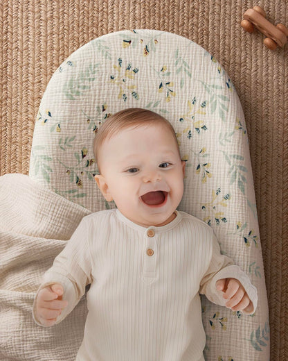 Blissful Diary Muslin Baby Changing Pad with Waterproof Lining Foam, Diaper Changing Table Pad with Cover for Dressers (Monstera, Avocado)