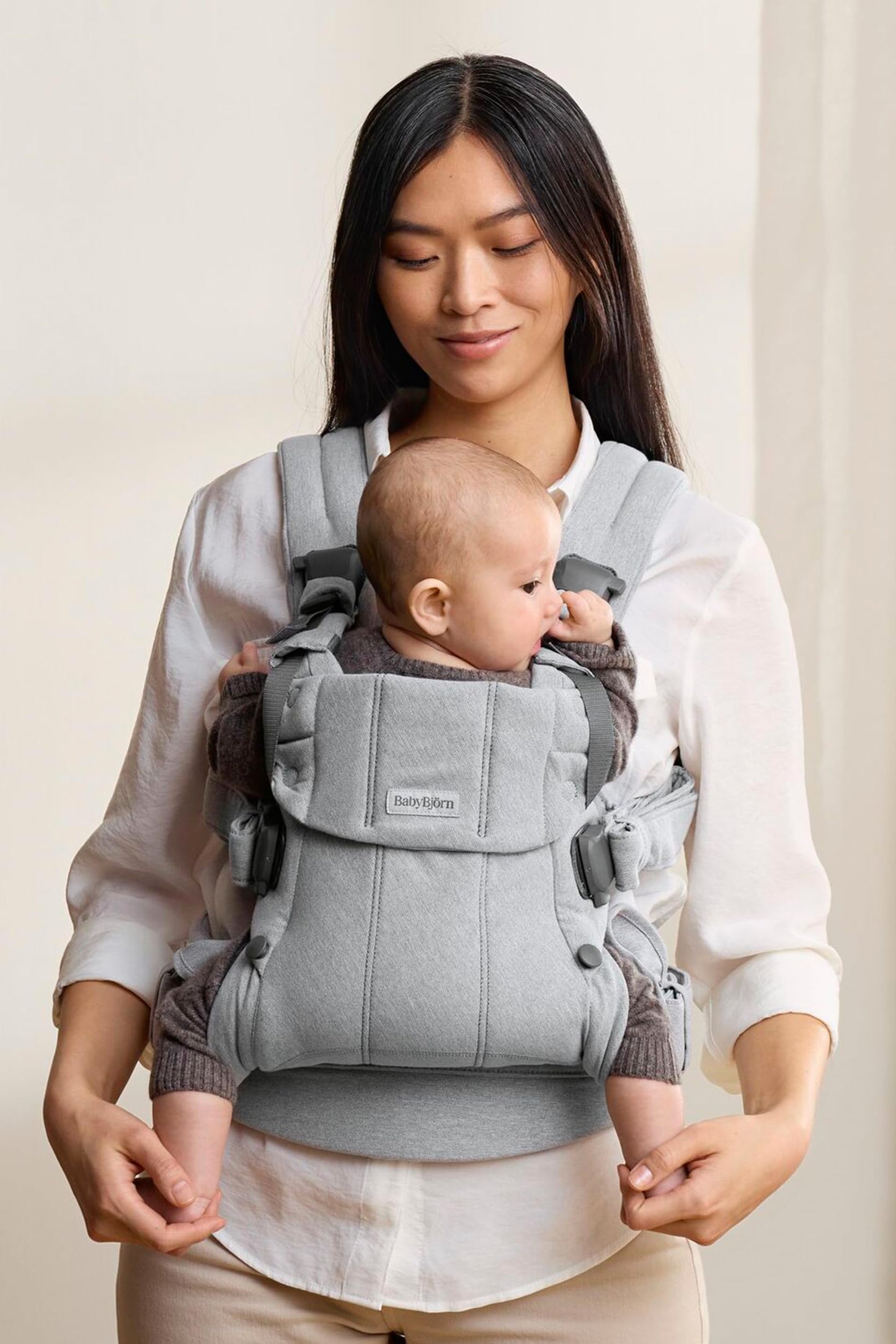 BabyBjörn Baby Carrier Harmony, Cream, 3D Mesh, 3-in-1 Ergonomic Baby Carrier; Newborn, Facing-in, Outward-Facing, and Back Carrying Positions Supported (7-40 lbs), Newborn to Toddler
