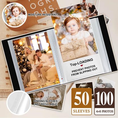 Lanpn Baby Photo Album 4x6 300 Pockets, Linen Newborn Bebe Ultrasound Photo Album with Memo Writing Area, Cover Photo Book, Picture Album for kids, Baby Girl Boy Memory Book Keepsake Colorful