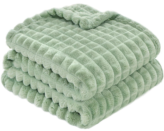 HOMRITAR Baby Blanket for Boys Girls Fleece Super Soft Plush Fuzzy Cozy Toddler Blanket with Square 3D Jacquard Grid Design Luxury Lightweight Bed Blanket for Newborn Infant Cream, 30 x 40 Inch
