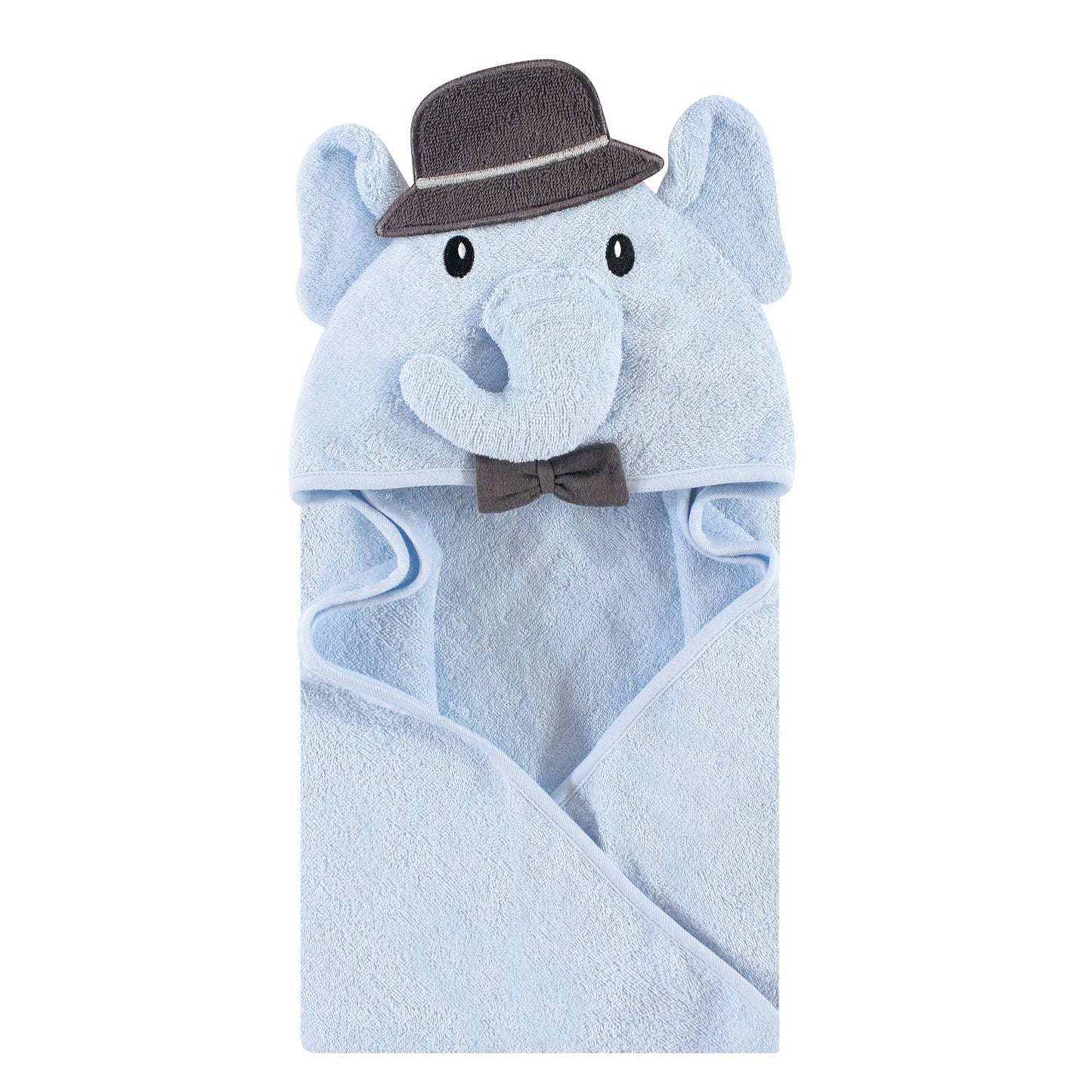 Hudson Baby Unisex Baby Cotton Animal Face Hooded Towel, Pretty Elephant, One Size