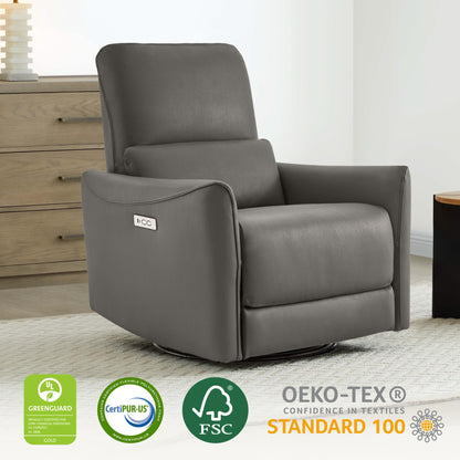 CHITA Power Recliner Chair Swivel Glider, FSC Certified Upholstered Living Room Nursery Reclining Sofa Chair with Lumbar Support, Linen