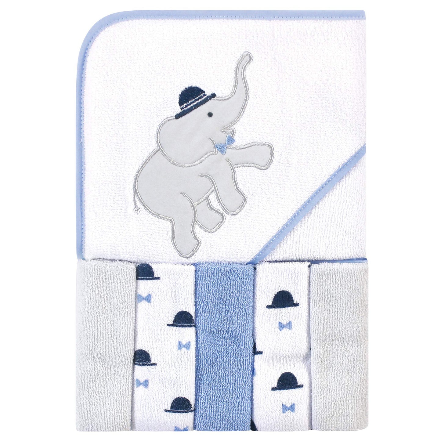 Hudson Baby Unisex Baby Hooded Towel and Five Washcloths, Modern Giraffe, One Size