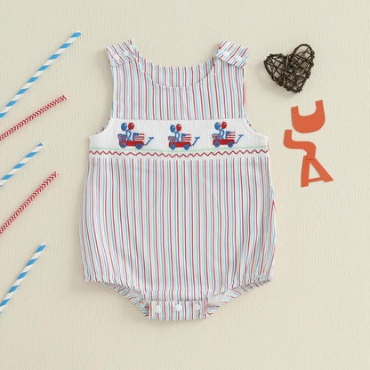 Baby Girl Pumpkin Embroidery Jumpsuit Halloween Sleeveless Round Neck Plaid Tank Romper
