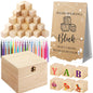 Marsui 136 Pcs Baby Shower Blocks to Decorate Game Kit Includes 98 Wooden Blocks, 36 Markers, 1 Game Sign, 1 Storage Box for Baby Shower Gender Reveal Activity Party Decorations(Pink Elephant)