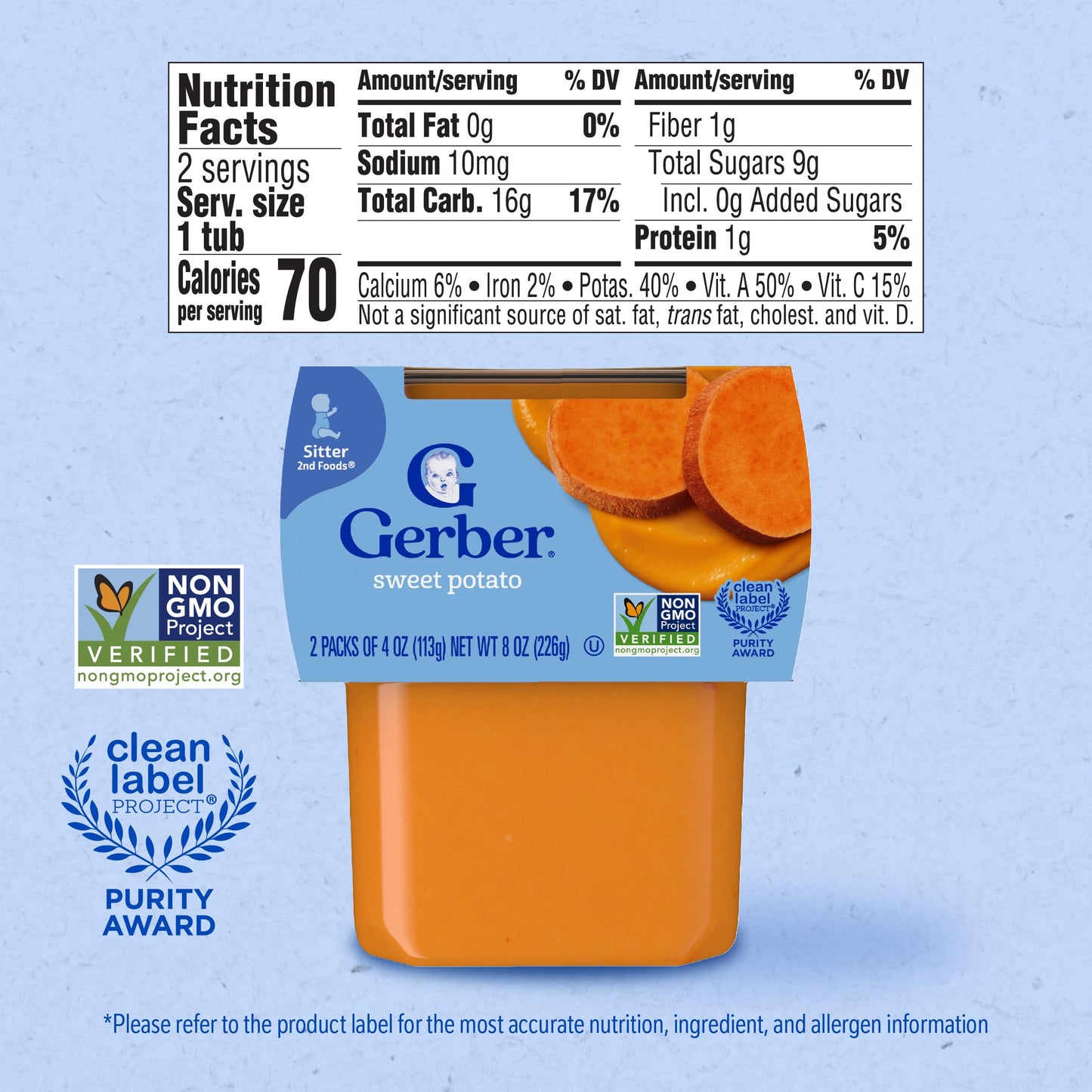 Gerber 2nd Food Baby Food Green Bean Puree, Natural & Non-GMO, 8 Ounce, 2 Count (Pack of 8)