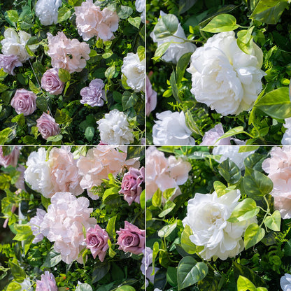Artificial Luxury‌ Flower Wall Panels, Gorgeous 3D Silk Floral Backdrop for Wedding, Baby Show, Party and Home Decor, Quick Assembly/Storage, Eco ＆ Pet Friendly, 2 pcs, Each Panel 2*8 ft.