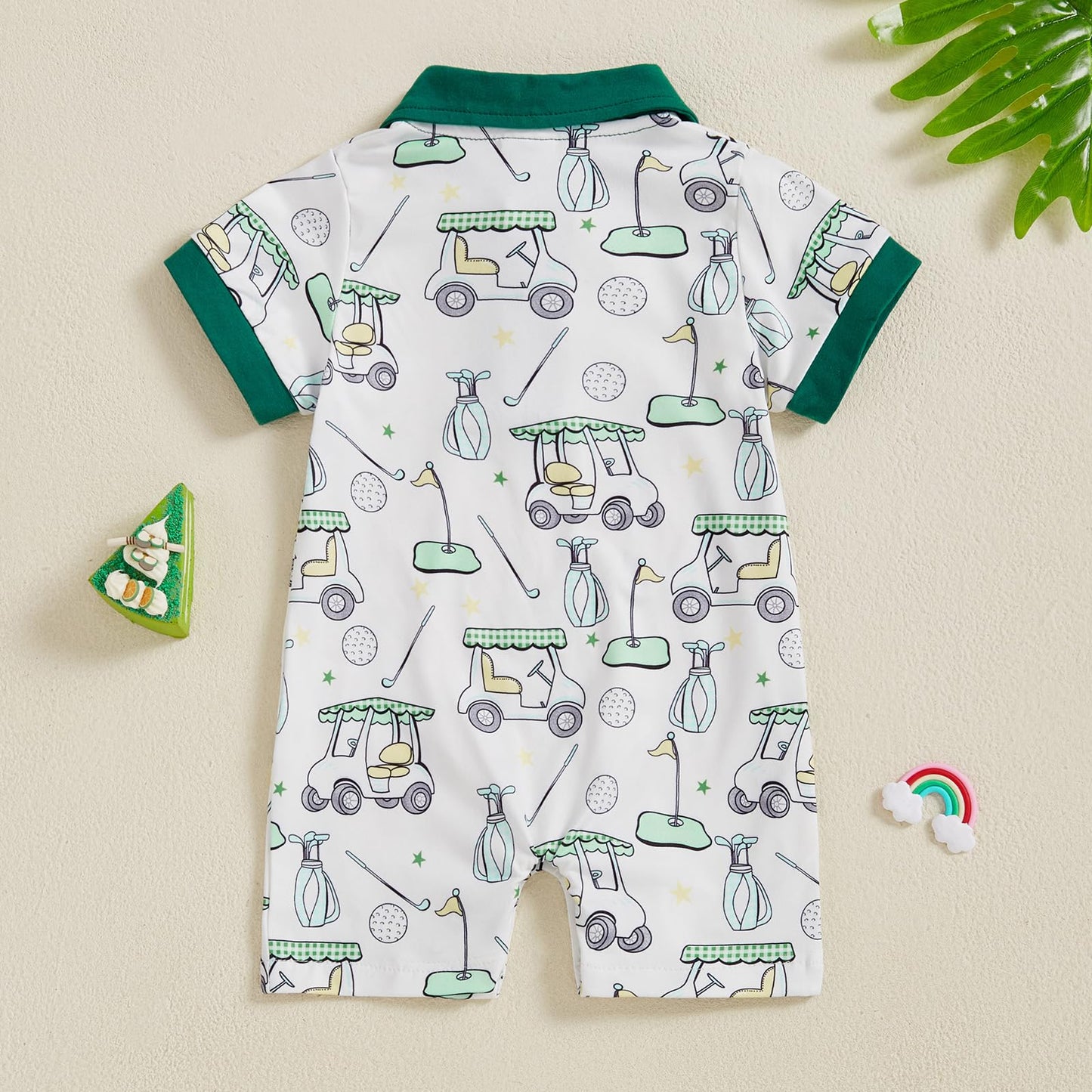 Baby Boy Rompers Half Button-up Jumpsuit Short Sleeve Bodysuit Summer Clothes