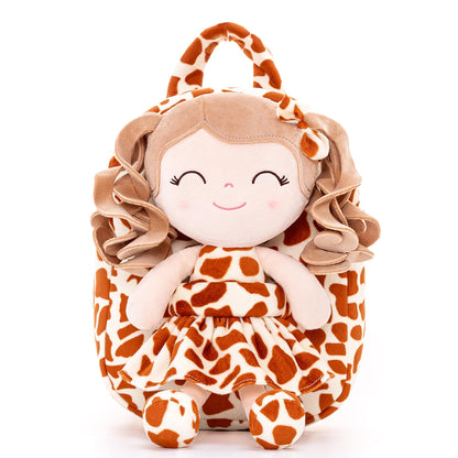 Gloveleya Toddler Backpack Baby Ballerina Girl Gifts Plush Curly Hair Ballet Backpack - Black Blonde 9 inches