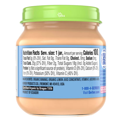 Gerber Organic Banana Baby Food, 4 Oz Jar