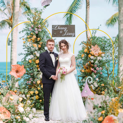 Wokceer Wedding Arch Backdrop Stand 6FT, 5FT, 4FT Set of 3 Gold Metal Arch Stand for Wedding Ceremony Baby Shower Birthday Party Decor
