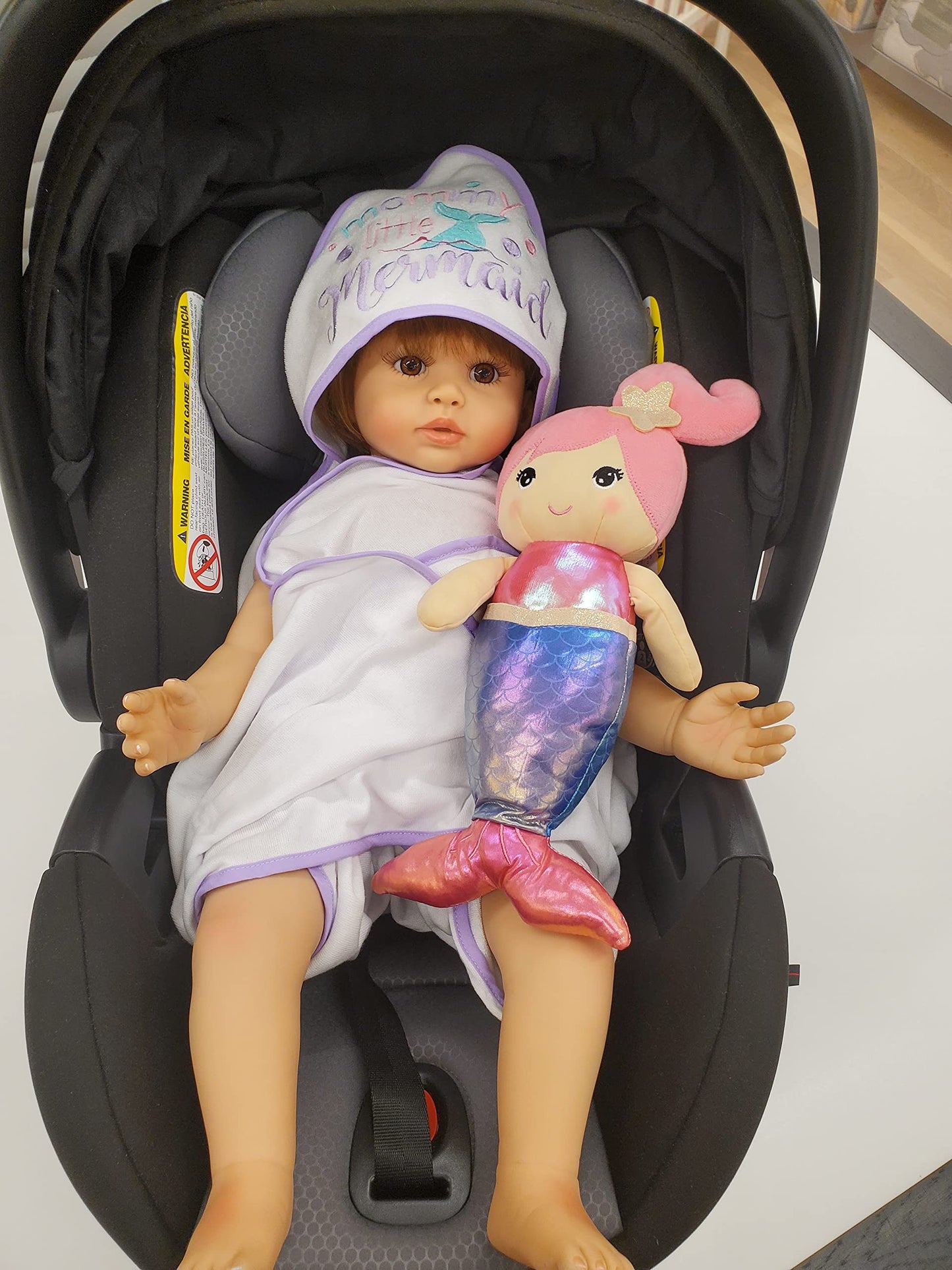 Baby Hooded Towel and Washcloth Set for Infants, Boys and Girls 6-12 Months (Mommy's Mermaid)