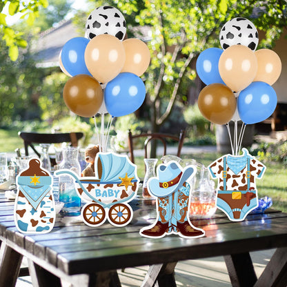 4 Sets Balloon Stand Kit for Table Bear Baby Shower Tables Centerpieces with Balloon Boy Baby Shower Decorations for Bear Theme Gender Reveal Birthday Party Table Decorations Supplies (Brown Bear, 4)