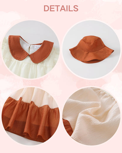 Renotemy Infant Baby Girl Dresses Toddler Girl Clothes Summer Cotton Linen Boho Smocked Sundress Gift for Girls with Hat