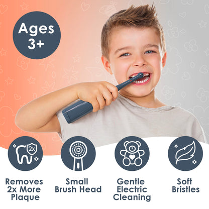 Brusheez Kids’ Electric Toothbrush Set - Safe & Effective for Ages 3+ - Parent Tested & Approved with Gentle Bristles, 2 Brush Heads, Rinse Cup, 2-Minute Timer, & Storage Base (Sparkle The Unicorn)