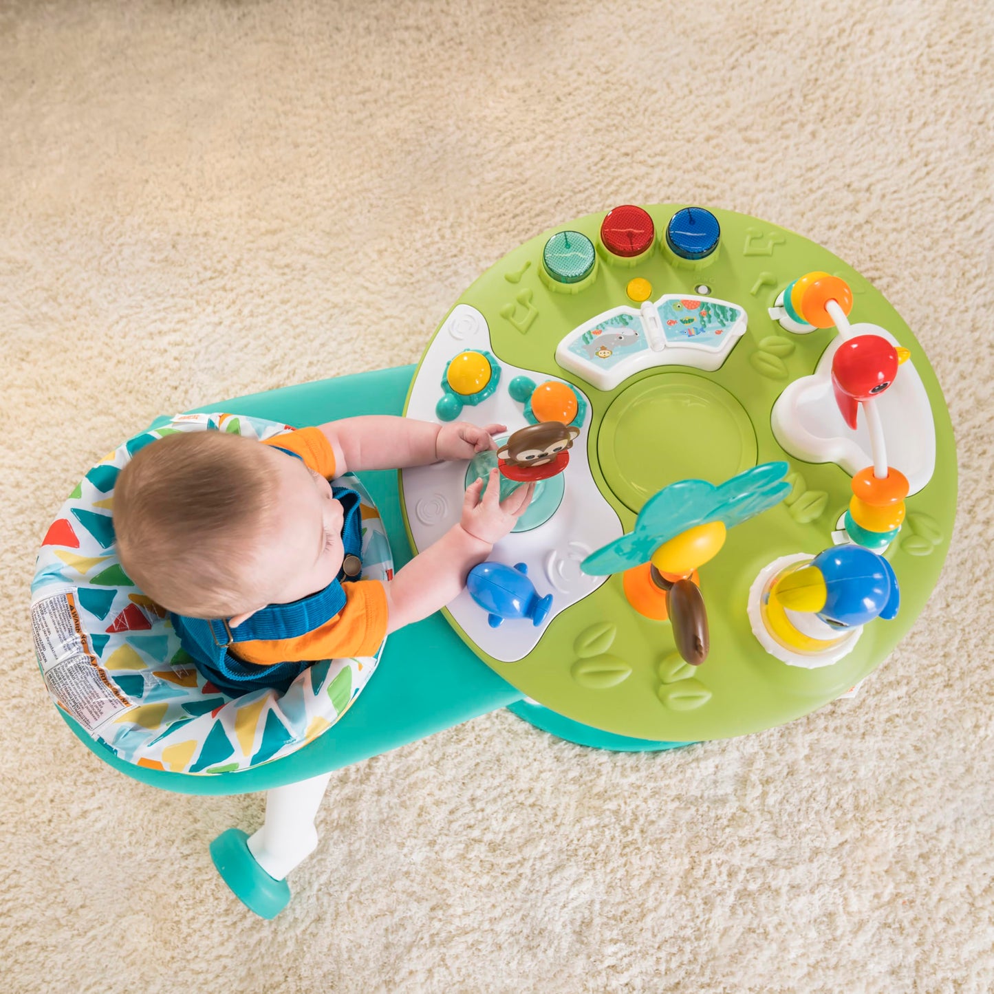 Bright Starts Around We Go 2-in-1 Baby Walker, Discovery Activity Center and Table, Tropic Coral, Ages 6 Months+