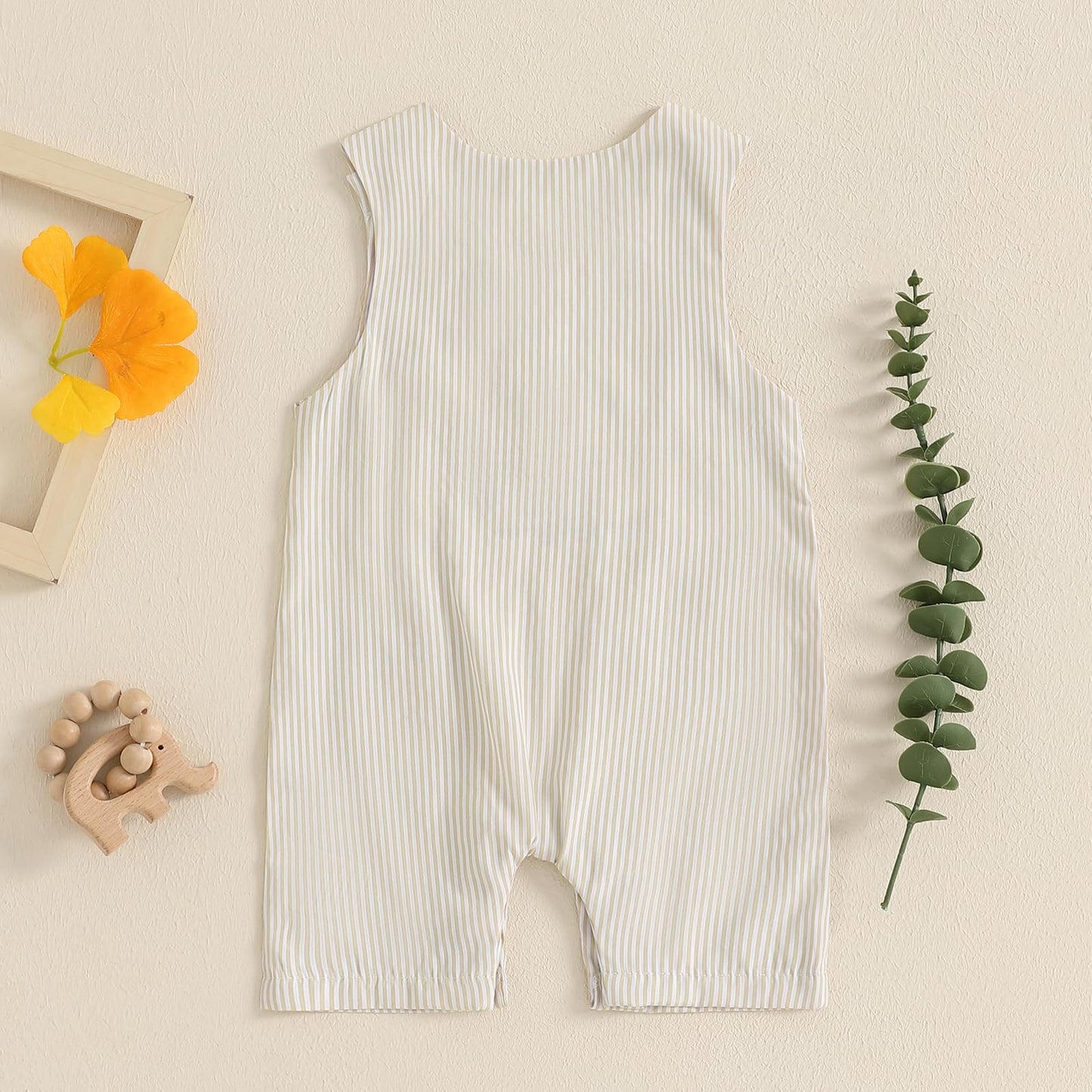 Baby Boy Summer Clothes Sleeveless Embroidery Dinosaur Striped Retro Romper Jumpsuit Smocked Shortall