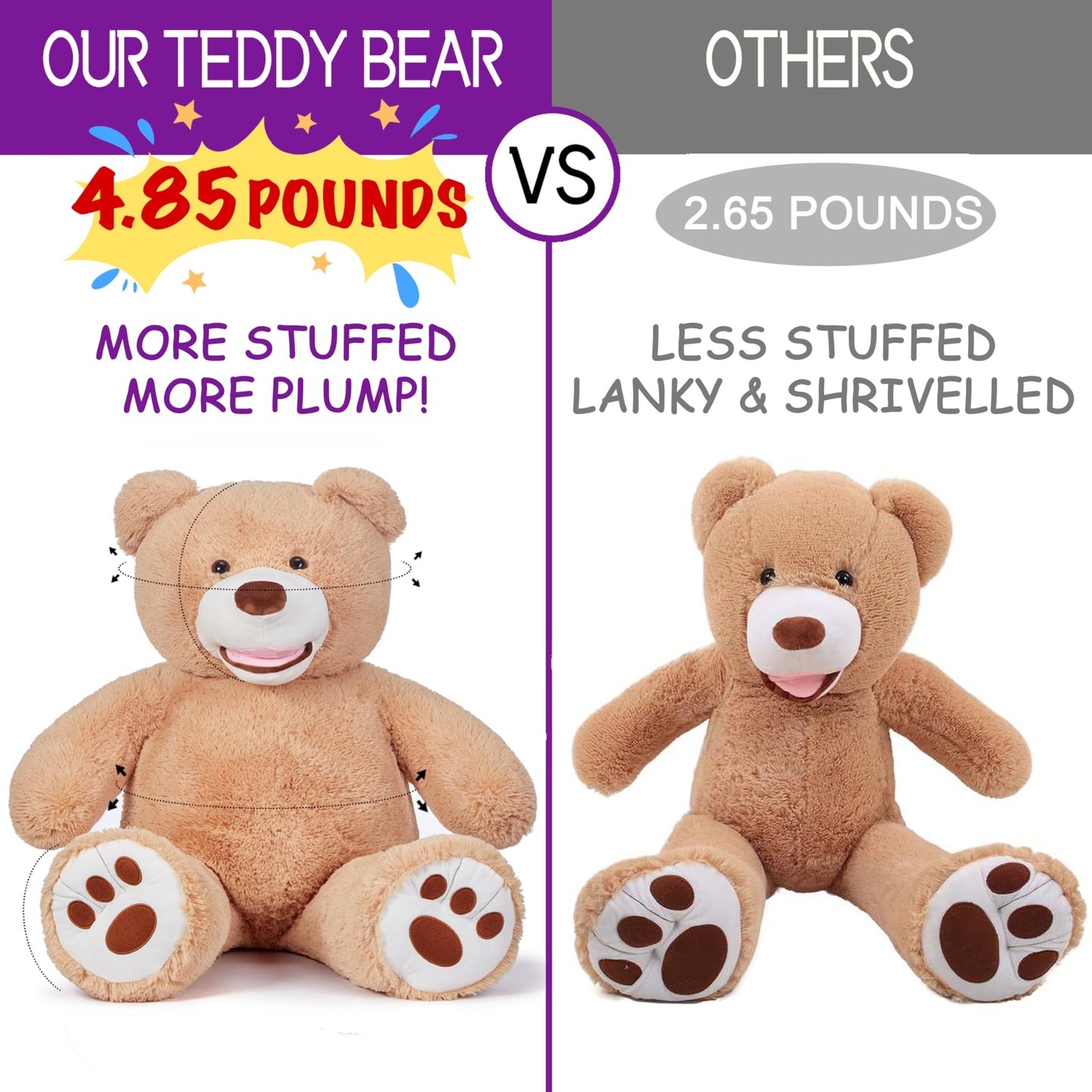 IKASA Giant Teddy Bear Plush Toy Stuffed Animals(Brown,78 inches)