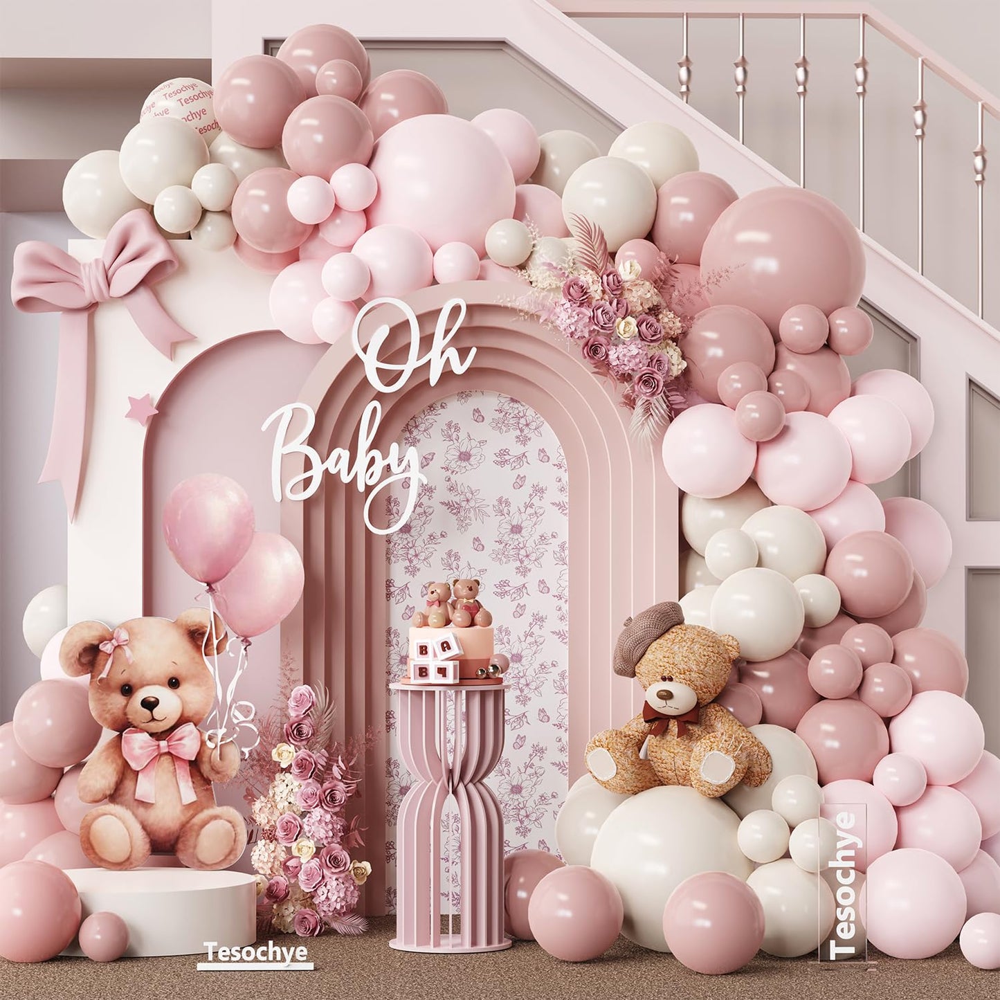 Dusty Blue Balloon Arch Garland Kit, 141 Pcs Sand White Baby Blue White Balloons for Baby Shower Decorations, Gender Reveal, Birthday, Wedding Decoration